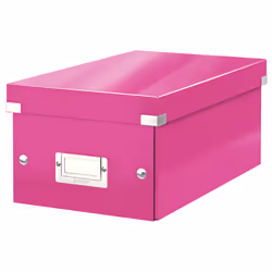 Leitz Boîte de rangement Click &amp; Store, 40 disques, Rose, Panneau dur, 206 mm, 325 mm, 147 mm