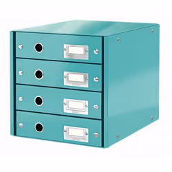 Leitz 60490051, Fibre de bois, Bleu, 4 tiroir(s), Enveloppe, lettre, Note, Papier, Image, 2,49 kg, 286 x 282 x 358 mm