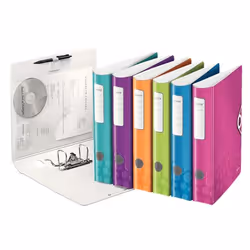 Leitz Active WOW Casseur 50mm, A4, Anneau en D, Rangement, Polymousse, Multicolore, Blanc