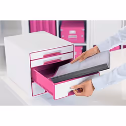 Leitz WOW Cube Boîte à archives Polystyrol Rose, Blanc