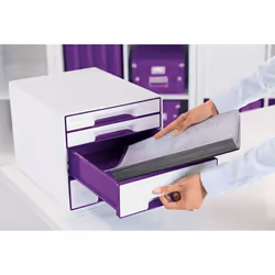 Leitz WOW Cube Boîte à archives Polystyrol Métallique, Violet