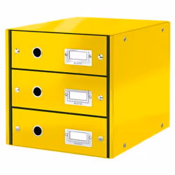 Leitz Click &amp; Store WOW, Carton, Polypropylène (PP), Jaune, 3 tiroir(s), Brochure, Enveloppe, 286 x 282 x 358 mm, 2,21 kg