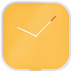 Leitz 90170019, Horloge murale à quartz, Carré, Jaune, Verre, Adultes, Modem
