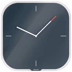 Leitz 90170089, Horloge murale à quartz, Carré, Noir, Verre, Adultes, Modem