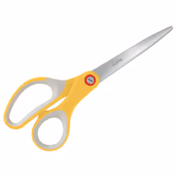 Leitz 53320019, Adulte, Découpe droite, Unique, Gris, Jaune, Acier inoxydable, Ciseaux d'office