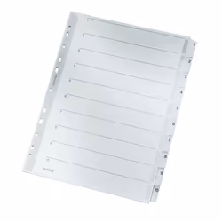 Leitz 43240000, Onglet avec index numérique, Carton, Plastique, Gris, Portrait, A4, 2, 3, 4, 6