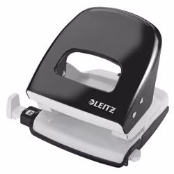 Leitz NeXXt Perforateur de bureau en métal WOW, 30 feuilles, Noir, Blanc, Métal, 3 mm, A4, A5, A6, Folio, US-Quart, 107 mm