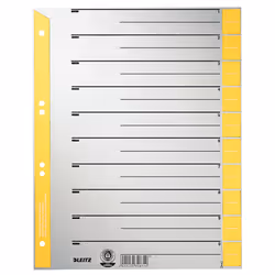 Leitz Intercalaires en carton, Onglet avec index numérique, Carton, Gris, Jaune, A4, 230 g/m², 240 mm
