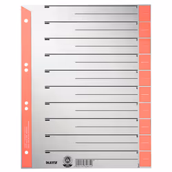 Leitz Intercalaires en carton, Onglet avec index numérique, Carton, Gris, Rouge, A4, 230 g/m², 240 mm