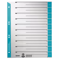 Leitz Intercalaires en carton, Onglet avec index numérique, Carton, Bleu, Gris, A4, 230 g/m², 240 mm