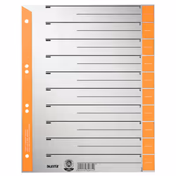 Leitz 16520045, Onglet avec index numérique, Carton, Gris, Orange, A4, 230 g/m², 240 mm