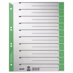 Leitz 16520055, Onglet avec index numérique, Carton, Vert, Gris, A4, 230 g/m², 240 mm