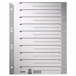 Leitz Intercalaires en carton, Onglet avec index numérique, Carton, Gris, A4, 230 g/m², 240 mm
