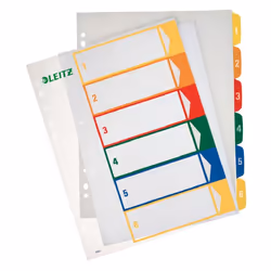 Leitz Intercalaires imprimables PC, en PP, extra large, Onglet avec index numérique, Polypropylène (PP), Bleu, Vert, Orange, ...