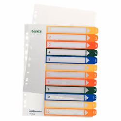 Esselte 12940000 intercalaire de classement Onglet avec index numérique Polypropylène (PP) Multicolore