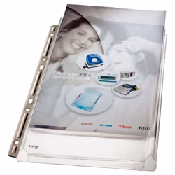 Leitz Pochette perforée à soufflet Premium avec bords métalliques, 210 x 297 mm (A4), Transparent, Métal, PVC, Portrait, Haut ...