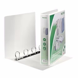 Leitz 42860001, A4, Anneau en D, Rangement, Polypropylène (PP), Blanc, 400 feuilles