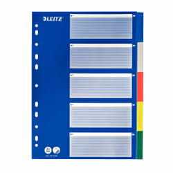 Leitz 12556000, Onglet avec index vierge, Carton, Multicolore, Portrait, A4, 250 g/m²