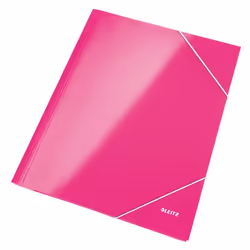 Leitz Farde à 3 rabats WOW, A4, Polypropylène (PP), Rose, 250 feuilles, 80 g/m², Papier