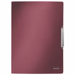 Leitz Chemise 3 rabats Style, A4, Polypropylène (PP), Rouge, 150 feuilles, 80 g/m², Elastique