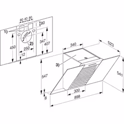 Miele DA6096WNR, 650 m³/h, Conduit / Recirculation, 66 dB, 40 dB, Montée au mur, Noir, Acier inoxydable