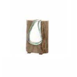 LEONARDO Casolare vase Vase carré Verre, Bois Transparent, Bois
