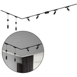 B.k.licht - Briloner Luxtrail Système de rails, set complet, 4x led Spots, 2x led Suspendues, orientables, réglables en hauteur, noir, 3m