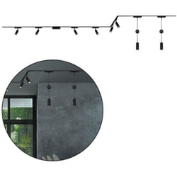 B.k.licht - Briloner Luxtrail Système de rails, set complet, 6x led Spots, 2x led Suspendu, orientable, réglable en hauteur, noir, 4 m