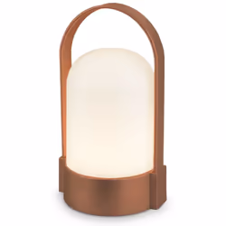 Lampe de table LED brune m tallis e Cette lampe de table accu compacte impressionne par son design l gant et son anse pratiqu ...