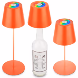 Akku RGB LED Tischleuchte in Orange Cette lampe de table polyvalente et sans fil offre une lumi re blanche chaude (2.700K) et ...