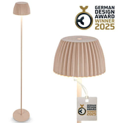 B.k.licht - Briloner champ led Lampadaire sans fil IP44, variateur, tactile, batterie, German Design Award Winner 2025, Beige, Ø19 x 124 cm