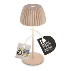 B.k.licht - Briloner champ Mini lampe de table led sans fil IP44,dimmable, tactile, batterie, German Design Award Winner 2025, beige, Ø8,5 x 20 cm