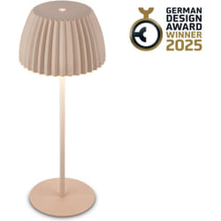 B.k.licht - Briloner champ Lampe de table led sans fil IP44, variateur, tactile, batterie, German Design Award Winner 2025, beige, Ø14,5 x 36,5 cm
