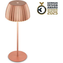 B.k.licht - Briloner champ Lampe de table led sans fil IP44,dimmable, tactile, batterie, German Design Award Winner 2025, couleur cuivre, Ø14,5 x
