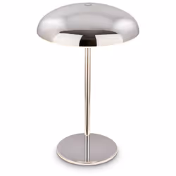 Lampe de table LED chromée à batterie : Élégante et sans fil, cette lampe de table extérieur de 2,8W (300lm, 2700K) diffuse u ...