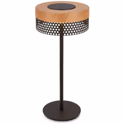 Lampe de table à batterie noir-bois : Élégante et décorative, cette lampe de table extérieur de 2,5W (300lm, 2700K) avec desi ...