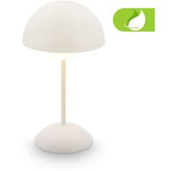 Briloner KUGLE Lampe de table sans fil IP44, variateur, tactile, batterie, protection contre les projections d'eau, blanc cassé, Ø16 x 29 cm