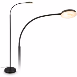 Ce lampadaire sur pied salon noir moderne dispose dune puissante LED de 12W (800lm) offrant une lumière chaleureuse de 3.000K ...