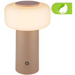 B.k.licht - Briloner juna Lampe de table sans fil IP44, variateur, tactile, batterie, protection contre les éclaboussures, beige, Ø13 x 20,6 cm