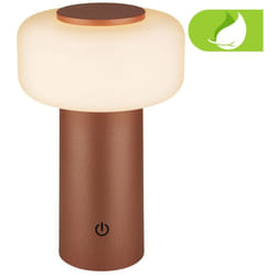 B.k.licht - Briloner juna Lampe de table sans fil IP44, variateur, tactile, batterie, protection contre les éclaboussures, Coffee, Ø13 x 20,6 cm