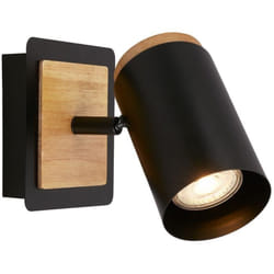 Briloner DUTA Applique murale intérieure, Orientable, Douille GU10, Noir-Bois, 12 x 14,5 cm