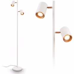 Lampadaire sur pied salon : Lélégante combinaison de métal gris clair et coffee donne à ce lampadaire une allure moderne, par ...