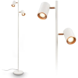 B.k.licht - Briloner era Lampadaire, Orientable, Douille GU10, Interrupteur à câble, à 2 ampoules, gris clair, 22 x 159,5 cm