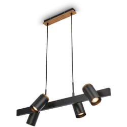 B.k.licht - Briloner duta Suspension luminaire, orientable, douille GU10, à 4 ampoules, noir bois, 80 x 24,9 x 120 cm