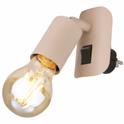 Lampe murale rétro beige avec prise secteur pratique Ce spot mural en métal beige revisite le style vintage avec modernité. C ...