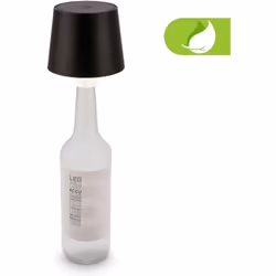 Lampe LED sans fil pour bouteille coloris noir Cette lampe de table extérieur se fixe simplement sur une bouteille pour créer ...