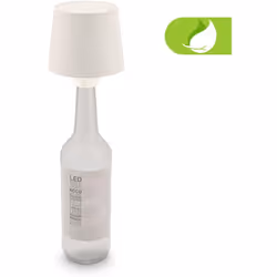 Lampe LED sans fil pour bouteille coloris blanc : Cette lampe de table extérieur transforme une bouteille ordinaire en source ...