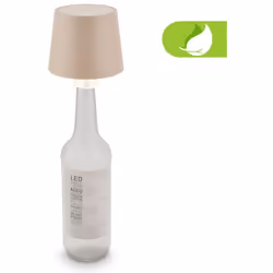 Lampe LED sans fil pour bouteille coloris beige : Cette lampe de table extérieur transforme une bouteille ordinaire en source ...