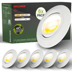 B.k.licht - Briloner Klira Lot de 6 spots led encastrables 230V, orientables, Ra90 haute tenue des couleurs, interrupteur cts, corps en matériau 50 %