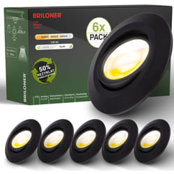 B.k.licht - Briloner Klira Set de 6 spots led encastrables 230V, orientables, Ra90 haute solidité des couleurs, interrupteur cts, boîtier en matériau